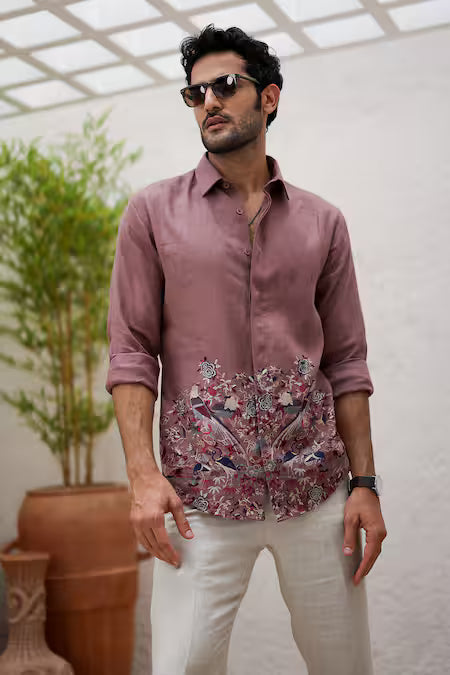 Asuka  Multi Color Linen Embroidery Pure Botanical Shirt