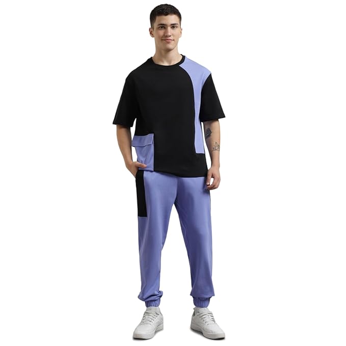 NOBERO Men's Cotton Oversized Casual Round Neck Co-Ord Set for Casual Sleepwear & Loungewear Set & Night Suits Set
