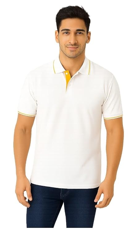 Indo Scott Men’s Cotton Polo T-Shirt | Soft & Breathable Fabric | Regular Fit Solid Casual T-Shirt for Regular Use, Office, Travel & Sports