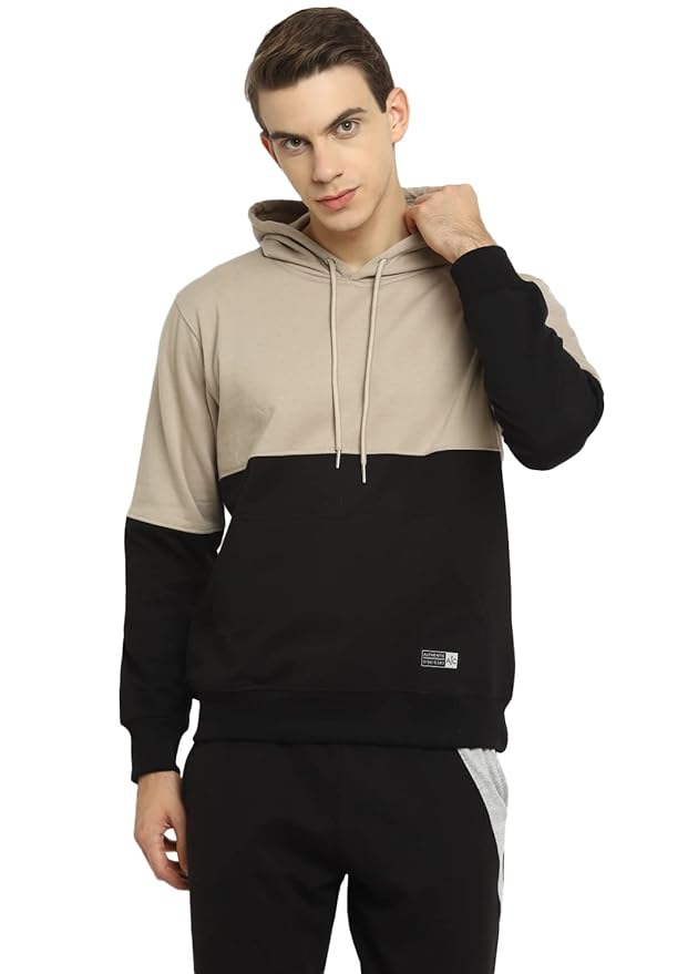 Alan Jones Clothing Men's Colorblocked Cotton Hoodies Sweatshirt