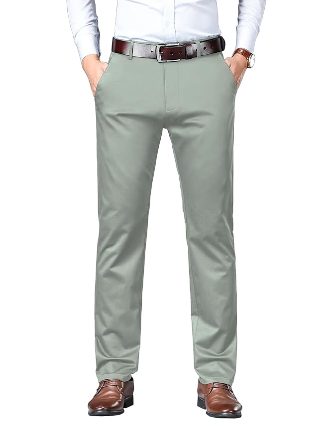 AVANOVA Men's Trousers Light Business Style Slightly Stretch Straight Leg Pants for Outdoor Casual Daily Trouser II Men's Regular Casual Pants Trouser