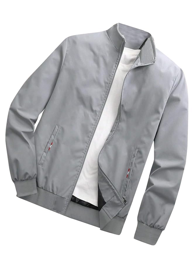 TAGAS Men's Regular Jacket Fit For Casual Wear || Low-Cut Standing Collar || Full Sleeve | Latest Stylish Jacket For Men ||Regular Fit Zip-Up Casual jacket|| bomber jacket for men