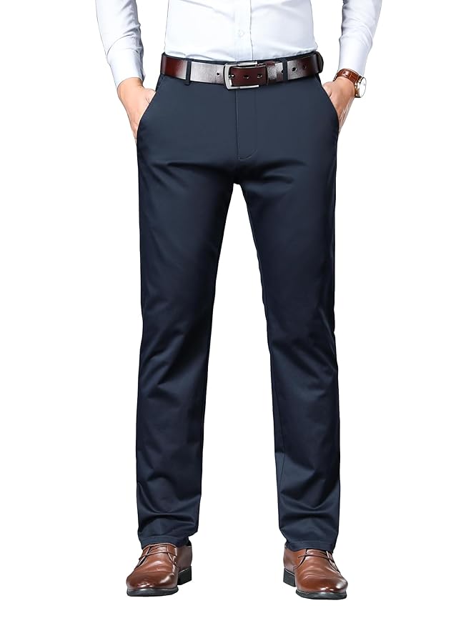 AVANOVA Men's Trousers Light Business Style Slightly Stretch Straight Leg Pants for Outdoor Casual Daily Trouser II Men's Regular Casual Pants Trouser