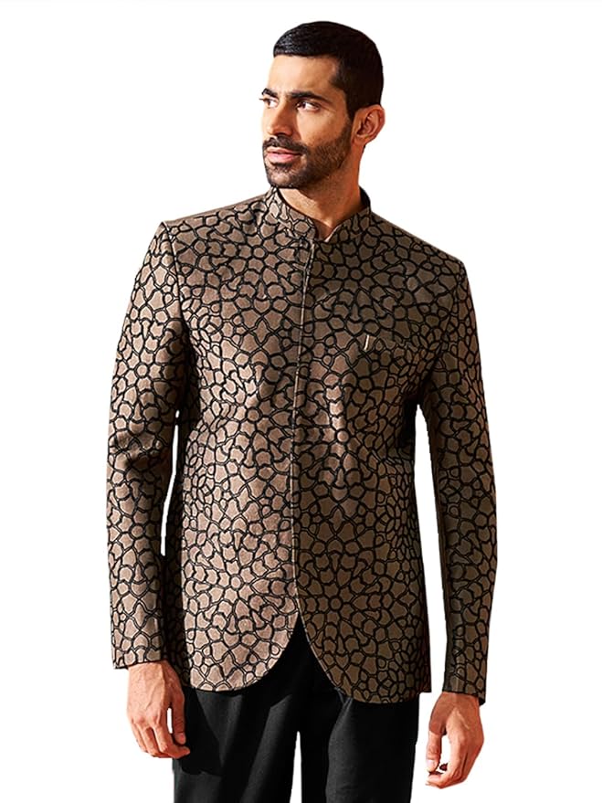 VASTRAMAY Men's Silk Blend Jodhpuri, Silk Blend Embroidered Jodhpuri for Men, Traditional Indian Wear for Weddings & Festivals