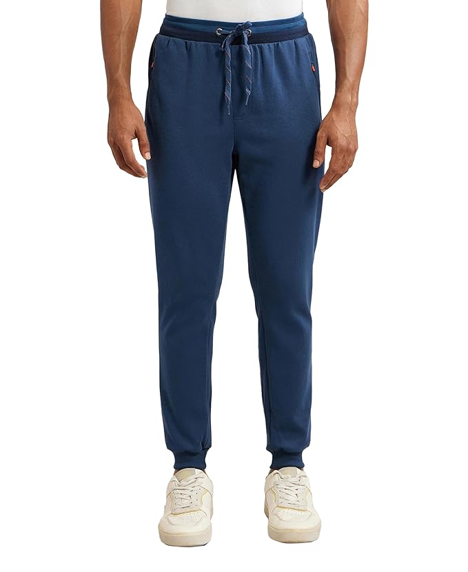 Jockey AM05 Men's Super Combed Cotton Rich Pique Fabric Slim Fit Mid Rise Joggers with Zipper Pockets