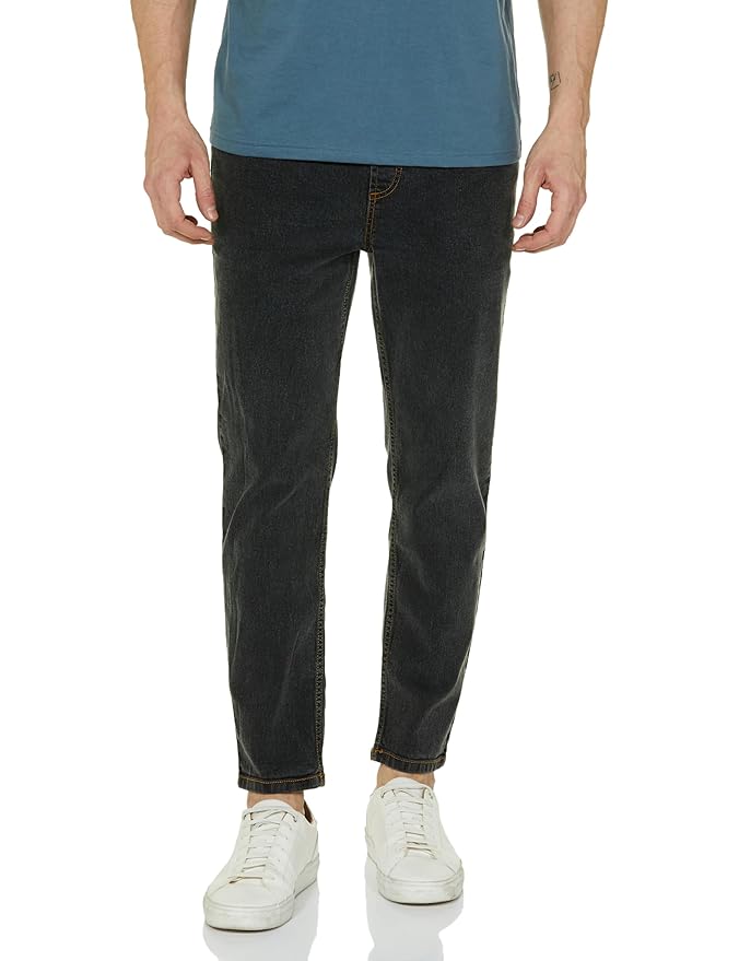 INKD Men's Jogger Jeans - Mid-Rise | Cotton Blend | Stretchable Fabric| Elasticated Waistband | Classic 5 Pocket Styling | Jeans for Men