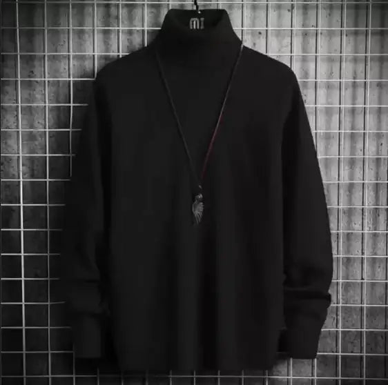 Solid High Neck Casual Men Wool Blend Multicolor Sweater