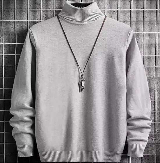 Solid High Neck Casual Men Wool Blend Multicolor Sweater