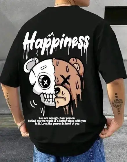 Graphic Print Men Black T-Shirt