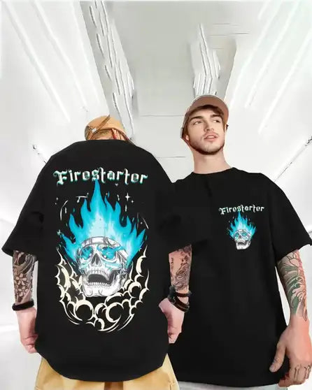 Graphic Print Men Black T-Shirt